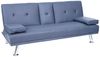 3er-Sofa HWC-F60, Couch Schlafsofa Gästebett, Tassenhalter verstellbar 97x166cm ~ Kunstleder, dunkelblau Bild 4
