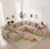 Modulares Ecksofa 74 cm tiefe Sitzfläche – Cord in Beige, rahmenlos Bild 2