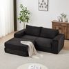 Schlafsofa in Schwarz aus Cord mit modularer Konfiguration und herausnehmbarer Fußstütze,74x194x169.5 cm Bild 2