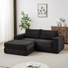 Schlafsofa in Schwarz aus Cord mit modularer Konfiguration und herausnehmbarer Fußstütze,74x194x169.5 cm Bild 4