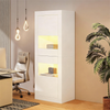 Merax weiß Vitrine mit LED-Beleuchtung, 1 Glasboden, 61*42*162 cm, Vitrine, freistehende Vitrine, Hochschrank, Lagerschrank Bild 2