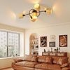 ZMH Deckenstrahler 5 Flammig Deckenleuchte Wohnzimmer - Deckenspots Vintage Schwarz Natürlich Strahler Innen Umgeben DesignDeckenlampe E14 Papier Spots für Flur Schlafzimmer (Ohne Leuchtmittel) Bild 2