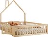 Hausbett, 140 x 200 cm, Kinderbett mit Schornsteinform, Bett mit Lattenrost (ohne Matratze), Kiefernholz, Minimalistischer Stil, Natur Bild 5