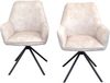 2er Set Armlehnstuhl drehbar Velours Vintage Look – beige, anthrazit, blau, ocker Bild 2