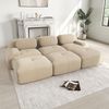 Modulares 3-Sitzer-Sofa mit 3 Hockern aus Cordstoff,montagefreie Lieferung haustierfreundlich ultra-breite Armlehnen 32D hochelastische Polsterung für Wohnzimmer und Heimkino,Cordstoff,Beige, Bild 3