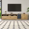 TV-Schrank 200 x 45 x 45 cm, modern in Schwarzgrau und Holzoptik, mit Türen und offenen Fächern Bild 4