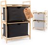 HENNEZ Badezimmerregal 2 Fächer | Bambusregal mit Ablage und 2 Körben | Badregal mit Schubladenboxen | Standregal – ideal als Kommode & Wäschesammler | Wäschesortierer mit Stoff Schubladen | Holzregal Bild 2