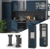 Herdumbauschrank Fame-Line Dunkelblau Hochglanz 60 cm offen Vicco Bild 2