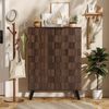Merax Schuhschrank in Holzoptik/Walnuss und schwarzen Griffen (80,5×35×109,5 cm, 1-St, kompakter Flur-Schrank für organisierte Schuhaufbewahrung) Kommode mit 5 Fächern, verstellbaren Einlegeböden, geometrischen Türen Bild 2