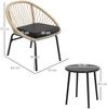 3-tlg, Rattan Gartenmöbel-Set, Balkonmöbel-Set mit Couchtisch & 2 Stühlen, Sitzgarnitur mit Kissen, wetterfest, Polyester, Gelb Bild 3