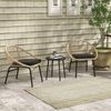 3-tlg, Rattan Gartenmöbel-Set, Balkonmöbel-Set mit Couchtisch & 2 Stühlen, Sitzgarnitur mit Kissen, wetterfest, Polyester, Gelb Bild 2