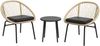 3-tlg, Rattan Gartenmöbel-Set, Balkonmöbel-Set mit Couchtisch & 2 Stühlen, Sitzgarnitur mit Kissen, wetterfest, Polyester, Gelb Bild 1