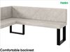 MEBLINI Eckbank für Esszimmer mit ausziehbarem Tisch - Küchenbank - Essecke - Sitzecke Küche - ERIC - U-Beine 128x168x87cm Links - Beige Samt/M Weiß Matt Bild 5