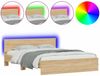 vidaXL Bettgestell mit Kopfteil und LED-Beleuchtung Sonoma-Eiche 3207597 Bild 2