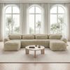 Flieks 4-Sitzer Sofa, U-förmiges Sofa, Schlafsofa, rahmenlos modular mit 2 Ottoman & 4 Kissen, rutschfester Boden, Plüsch, Hellkhaki Bild 2