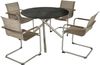 Garten-Sitzgruppe HECTOR 5-tlg. Edelstahl Kunststoff Sandbraun | Gartenmöbel-Set Gartengarnitur Garten-Essgruppe mit Freischwingerstühlen B und Esstisch Bild 2