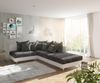 Eckcouch Clovis Weiß/ Schwarz mit Hocker Ottomane Rechts Ecksofa Modulsofa Bild 5