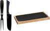WENKO Servierbrett Modell Ava mit Fleischgabel & Messer, Edelstahl, Massivholz, Schiefer, (Set, 3-St), Tranchierset, Schneidebrett aus FSC® zertifiziertem Akazienholz Bild 1