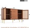 Merax Kommode mit 2 Türen und 3 Schubladen, Rattan Türkommoden mit Schubkasten, Verstellbare Ablage, für Wohnzimmer Schlafzimmer, Nussbaum - H90/B150/T40 cm Bild 4
