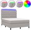 vidaXL Boxspringbett mit Matratze & LED Hellgrau 140x190 cm Stoff 3135109 Bild 2