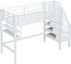 Hochbett Metall mit Regalen & Stauraumleiter, 90x200 cm, Weiß, ohne Matratze Bild 5