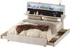 Doppelbett, Polsterbett, Stauraum, Kopfteil, Bett mit USB-Aufladung und LED-Beleuchtung, Funktionsbett mit vier Schubladen, verstellbares Kopfteil, Beige, 140 x 200 cm Bild 4