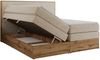 Boxspringbett, Set mit zwei Multipocket-Matratze und Topper, hohe Kopfteil, Eiche Wotan Holzrahmen - WOOD CLASSIC KING - 160 x 200 cm - Creme Struktur - H3 Bild 5