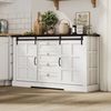 Flieks Kommode Sideboard mit Schubladen, Schiebetür & Walnussholzfarbe Arbeitsplatte (1 St, B150/T40/H85 cm), Mehrzweckschrank mit verstellbaren Einlegeböden Landhausstil, Weiß Bild 4