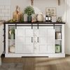 Flieks Kommode Sideboard mit Schubladen, Schiebetür & Walnussholzfarbe Arbeitsplatte (1 St, B150/T40/H85 cm), Mehrzweckschrank mit verstellbaren Einlegeböden Landhausstil, Weiß Bild 3