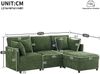 Ecksofa 216x161x81 cm in Olivgrün, Chenille, modular mit beweglichem Hocker und 4 Kissen Bild 5