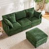 Ecksofa 216x161x81 cm in Olivgrün, Chenille, modular mit beweglichem Hocker und 4 Kissen Bild 3