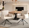 Esszimmerstuhl Set aus 2 – 360° drehbar, 88 x 60 x 60 cm, gepolstert mit Armlehnen, Leinen in Beige Bild 2