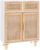 vidaXL Sideboard Weiß 60x30x75 cm Massivholz Kiefer und Natur-Rattan 345636 Bild 2