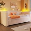 Schlafsofa mit Bettfunktion und LED-Beleuchtung 90x200cm/180x200cm, Liegefläche erweiterbar, Polsterbett, Jugendbett, Samt Bild 2