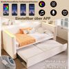 Schlafsofa mit Bettfunktion und LED-Beleuchtung 90x200cm/180x200cm, Liegefläche erweiterbar, Polsterbett, Jugendbett, Samt Bild 5