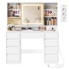 VASAGLE Schminktisch mit Spiegel und LED-Leuchten, Steckdosenleiste, 9 Schubladen Bild 2