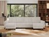 U-förmige Ecksofa, XXL Universalecke mit losen Kissen zum Wohnzimmer, Bettkästen und Schlaffunktion, schwarze Metallbeine - AXEL U - Beige Cord Bild 4
