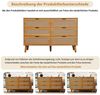 IDEASY Schubkastenkommode Kommode, Sideboard, Aufbewahrungsschrank, Rattan-Schranktür, (Eingangsschrank mit 6 Schubladen, 120 x 76,5 x 40 cm), 5 Beine aus Massivholz, einfach zu montieren Bild 3