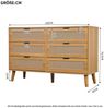 IDEASY Schubkastenkommode Kommode, Sideboard, Aufbewahrungsschrank, Rattan-Schranktür, (Eingangsschrank mit 6 Schubladen, 120 x 76,5 x 40 cm), 5 Beine aus Massivholz, einfach zu montieren Bild 2