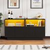 Sideboard mit LED & Glasschiebetüren, 130 x 35 x 68 cm, Schwarz Bild 4