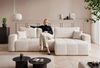 Ecksofa Schlafsofa Sofa LEROS in Stoff Manila Creme Ottomane Rechts Bild 3