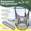 KESSER® Hängesessel mit 2 Kissen, mit Getränkehalter & Bücherfach, bis 150 kg, Grau Bild 2