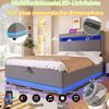 Polsterbett mit LED-Streifen, Stauraum, Schrank, USB und Type-C, 90x200 cm, gepolsterter Kopfteil mit Schrank, Einzelbett, Stauraumbett, Leinen Bild 4