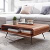 Couchtisch Sheesham Massivholz Metall 90x55x30cm mit Stauraum Modern Rechteckig Bild 4