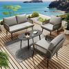 Merax Gartenlounge-Set 4-tlg, Balkonmöbelset Gartenmöbelset für 4 Personen, Sofagarnitur Gartengarnitur aus Seil, Gartensofa mit Gartenstuhl & Tisch Bild 2