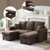 Cord-Sofa 3-Sitzer mit 2 Staufußhockern Schlafsofa L-Form umbaubar großer Stauraum kompakt kleines Wohnzimmer,Braun Bild 4