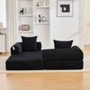 Modulares Sofa aus Cord mit Metallgestell & 3 Kissen, 200x94x67 cm, Schwarz Bild 5