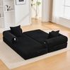 Modulares Sofa aus Cord mit Metallgestell & 3 Kissen, 200x94x67 cm, Schwarz Bild 2