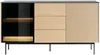 Vente-unique - SAYERA Sideboard GlasHolz, Platte SchwarzBeige - B 39 cm x H 84 cm x L 157 cm Bild 2