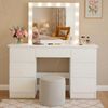 Schminktisch BERGEN mit Hollywoodspiegel - 130 x 45 x 145 cm, Holz, Weiß | Kosmetiktisch Schminken Make-Up-Tisch Bild 3